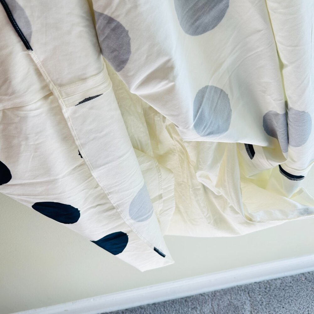 Boden Winifred Dress Womens Size 12 Cream Navy Blue Dot Midi Fit Flare Cotton - Picture 7 of 14